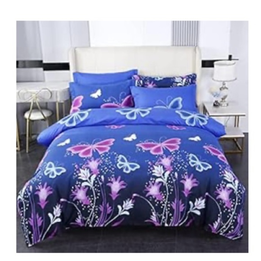Blue and Purple Butterfly Bedding Set